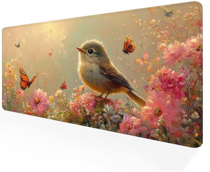 Tapis de souris XXL oiseau pour aménager un espace de travail sur PC agréable