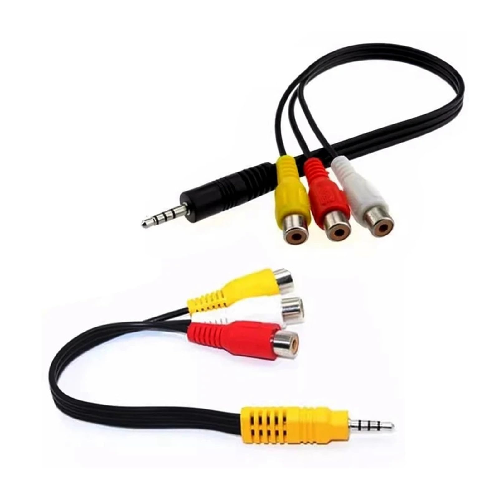 1 szt. 0,2 m 3,5 mm do 3 RCA AV adapter kabel czerwony biały żółty żeński jack do TCL TV Video Component Connector (czarny)