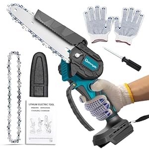 Mini Chainsaw for Makita 18v Woodworking with Small Handheld Electric 6-inch Logging Saw mini Portable Chainsaw for Wood Cutting Tree Trimming with Two Saw Chains（None Battery）
