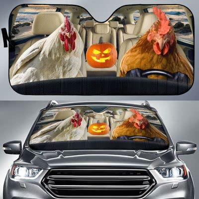 Couverture pare-brise voiture pliante poules d'Halloween taille M