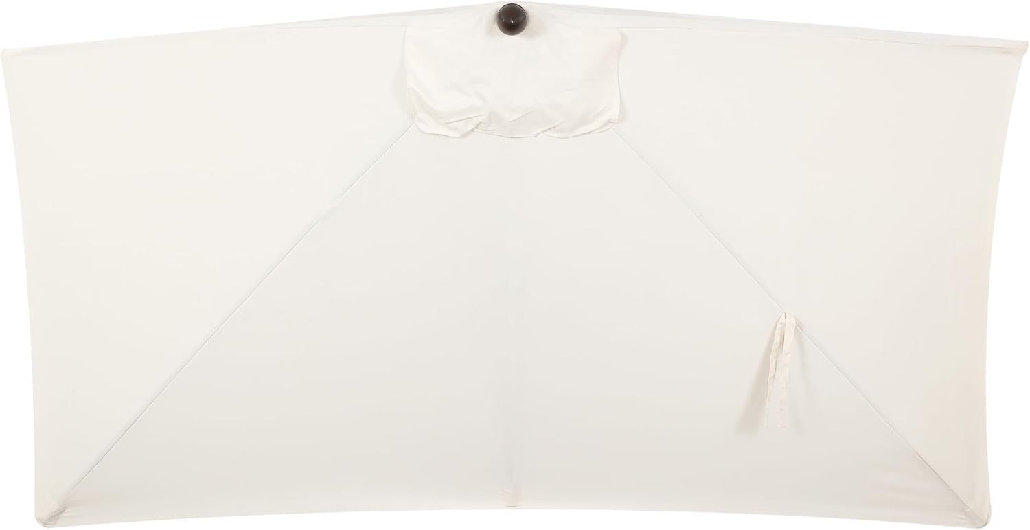 JONATHAN Y Half Umbrella UMB1200B Sidney 9 ft. Classic MidCentury Rectangular Market Patio with Crank, Wind Vent and UV Protection in Cream/White