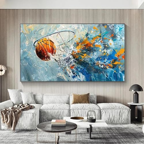 Impression sur toile de basket-ball et graffiti rétro 40x80 cm haute définition - 2