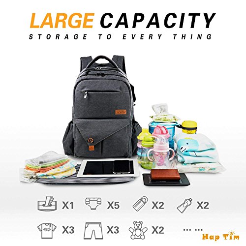 Hap Tim Multi-function Large Baby Diaper Bag Backpack with Stroller Straps, Insulated Bottle Pockets, Changing Pad (Dark Gray-5284) - Thumbnail 4