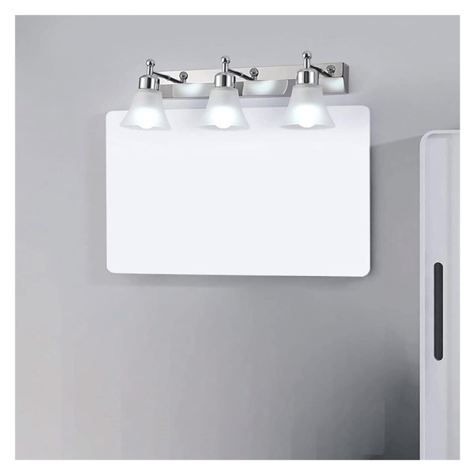 V-intage Industrial Silver Wall Sconce Lamp Rotatable Modern Make Up Bathroom Mirror Light Bathroom Lights Over Mirror Vanity Light with Frosted Glass Shade