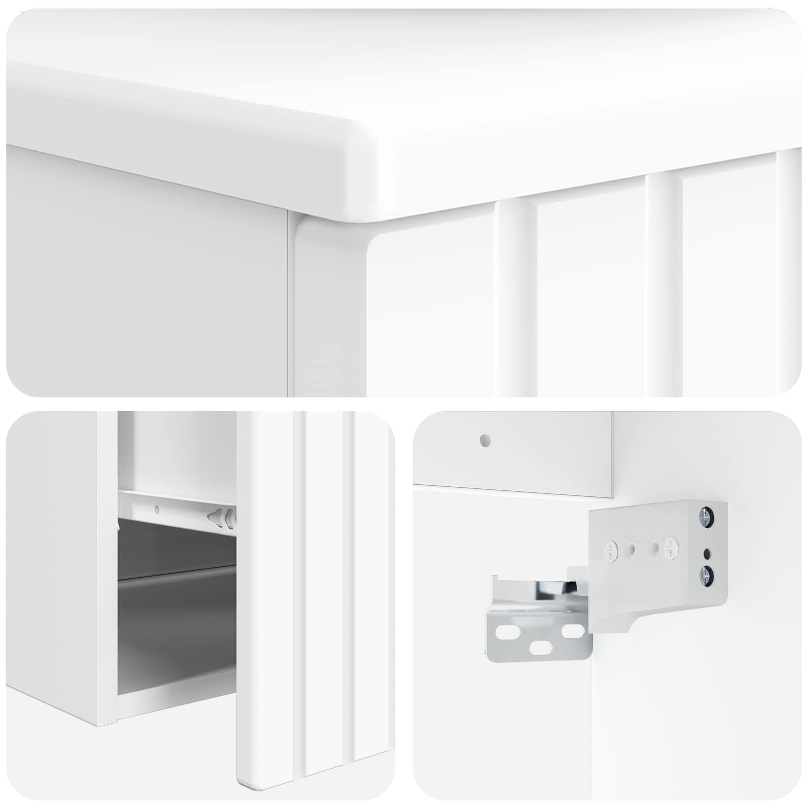 Armadietto da bagno da parete in legno bianco lucido, 59 x 44,5 x 50 cm, con molto spazio, porta e mensola, ideale per mobili da bagno, sottolavabo e WC degli ospiti