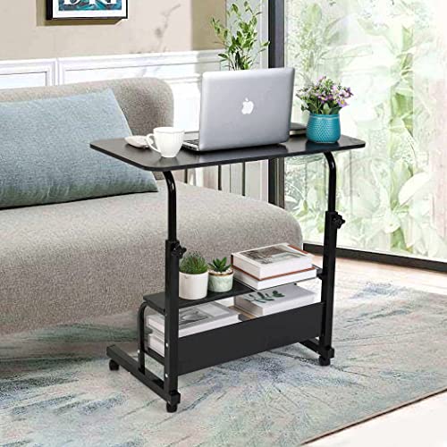 Corner Desk For Small Space Rolling Desk Mobile Computer Desk Home Office Study Desk Portable Desk For Bedrooms Work Desk Adjustable Writing Desk With Storage Gaming Table Size 31.5X15.7 Inch Black #TOP6