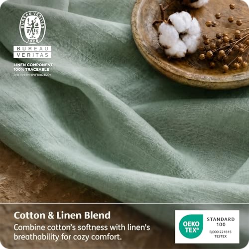 Image of Bedsure PureWoven Linen Sheets Queen Size, Cotton Linen Blend Sheets, 4PCS