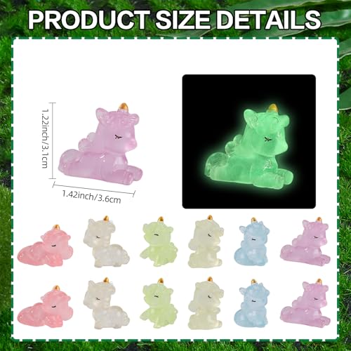 WEWAYSMILE 24pcs Luminous Mini Resin Animals, Glow in The Dark, Mini Unicorn Resin Animals, for Patio Home Decor DIY Crafts (6 Styles) - Image 3