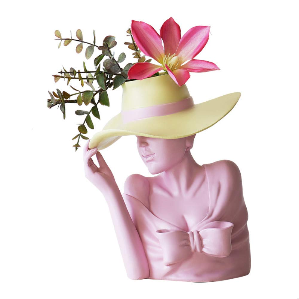 Portrait résine sculpture pot de fleur pour un balcon élégant et salon fleuri