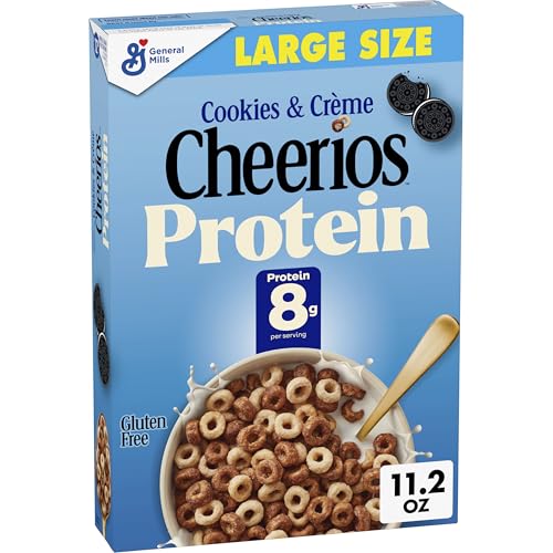 Cheerios Protein Cereal, Cookies and Crème, 8g Protein, Large Size, 11.2 oz