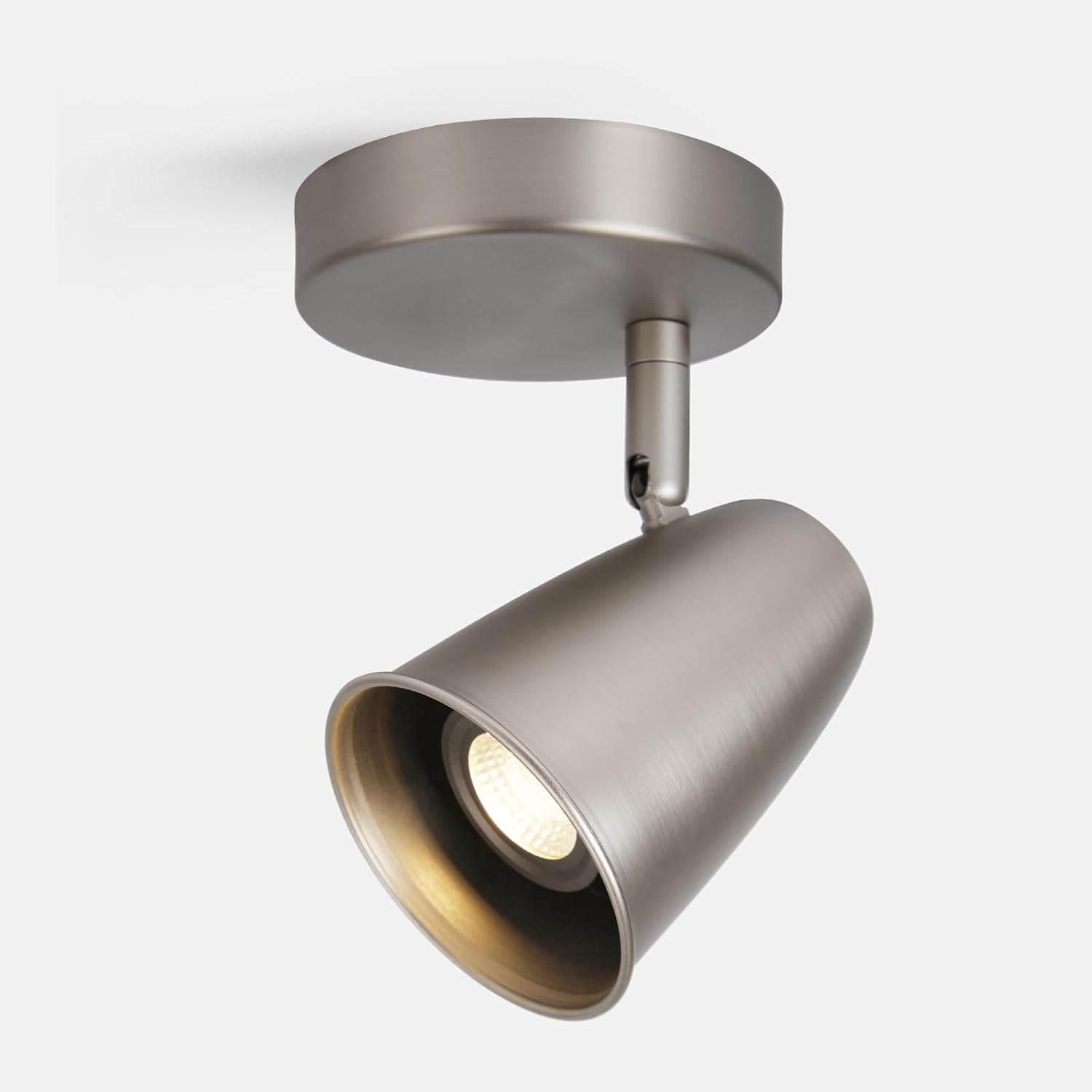 Ceiling Spotlight Indoor, Adjustable Angle 7W LED GU10 Replaceable, 3000K Warm White Flicker-Free,Accent Light for Living Room Bedroom Corridor Mural,Brushed Nickel