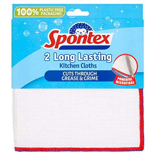 Spontex 2 Long Lasting Kitchen Cloths 36 x 36cm