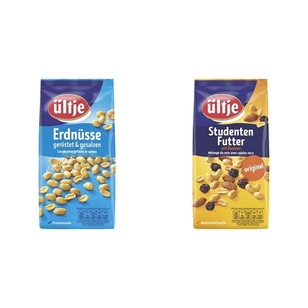 ültje Erdnüsse geröstet & gesalzen, 5er Pack (5 x 900 g) & Studentenfutter, original, 1.000g