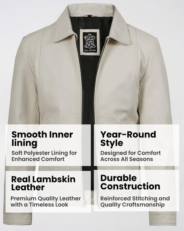 Image of Blingsoul Vintage Distressed Leather Jacket for Men - Shirt Collar Genuine Lambskin Mens Leather Jacket