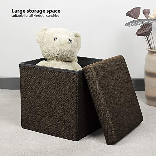 B-FSOBEIIALEO-Storage-Ottoman-Cube-Linen-Small-Coffee-Table-Foot-Rest-Stool-Seat-Folding-Toys-Chest-Collapsible-for-Kids-Brown-118x118x118 51djSCSAPZL