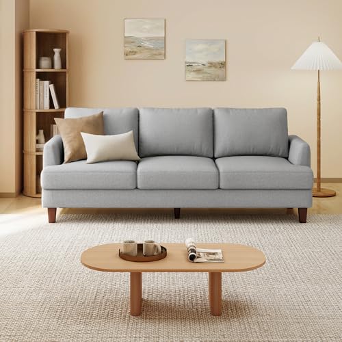 Image of Gericco Mid Century Modern 89 inch 3-Seater Couch for Living Room, Light Grey