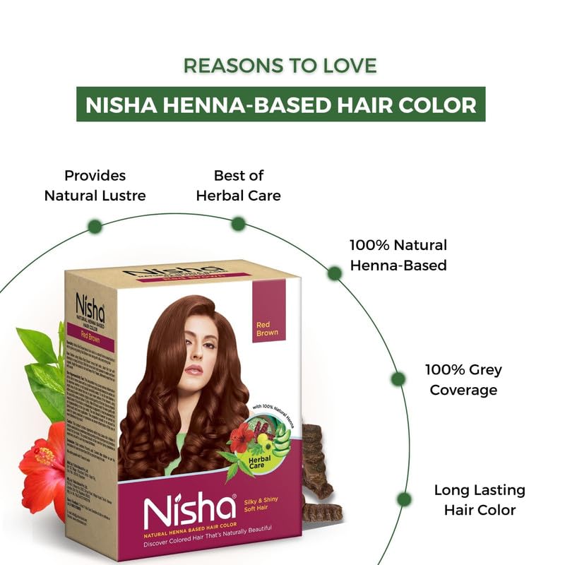 Nisha Natural Henna Powder Tinte Rojo Marrón 2 x 90g miniatura 6