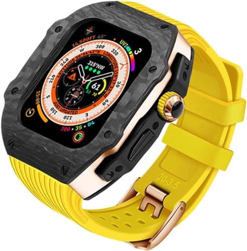 CEKGDB �J�[�{���t�@�C�o�[���v�P�[�X���o�[���v�o���h�AApple Watch 8 7 6 5 4 SE �V���[�Y�p�ARM �X�^�C���X�|�[�c�o���h�P�[�X Mod �L�b�g�AIwatch 44mm 45mm ���v�����A�N�Z�T���[�p(Style30,44mm