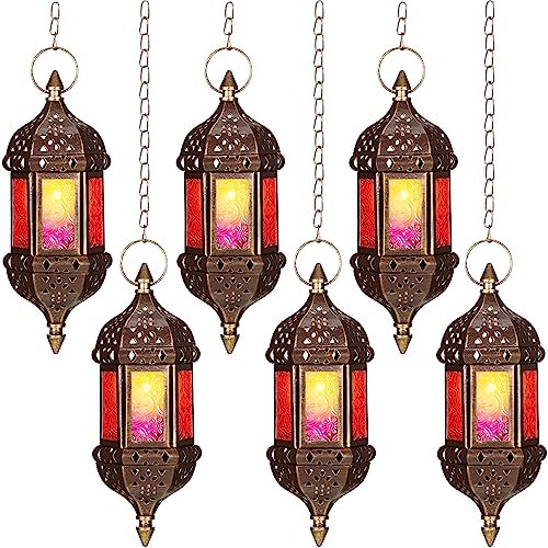 Retisee 6 Pcs Hanging Moroccan Lantern Hexagon Decorative Morocca...