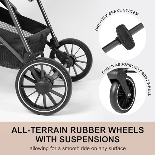 Image of 2-in-1 Baby Stroller with Bassinet Mode - Folding Infant Newborn Pram with Reversible Seat - for 0-36 Months Toddler Grey