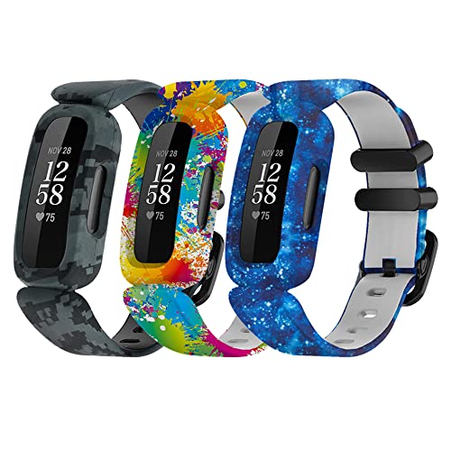 Chofit Straps Compatible with Fitbit Ace 3 Strap Soft Silicone Replacement Wristband Floral Pattern Band Armbands for Kids for Ace 3 Activity Tracker (3A)