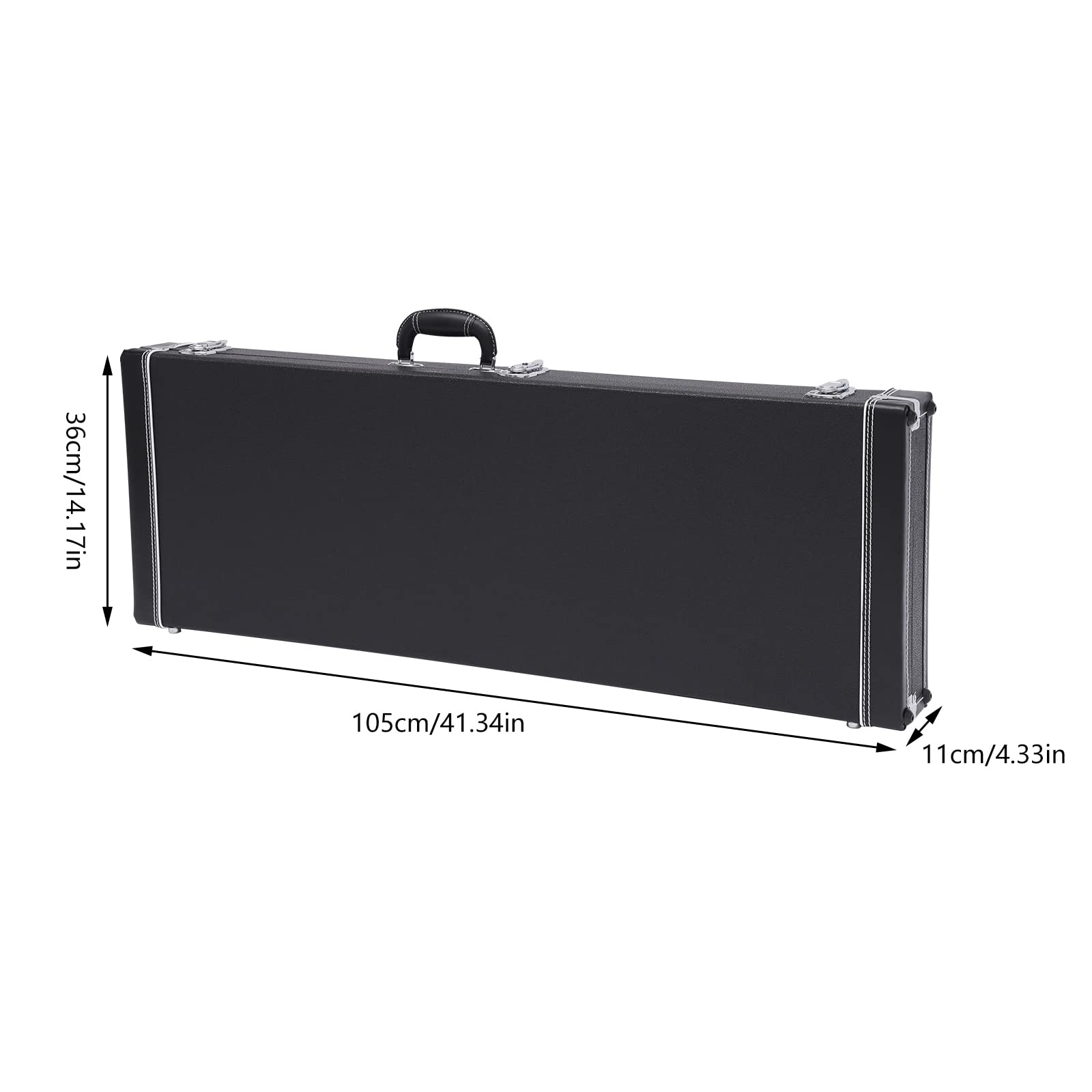 Custodia rigida per chitarra elettrica, portatile, rettangolare, in legno, per chitarra elettrica Tele Fender e Ebenezer, ecc, nero, 105*36*11cm/41.34*14.17*4.33inch, valigetta