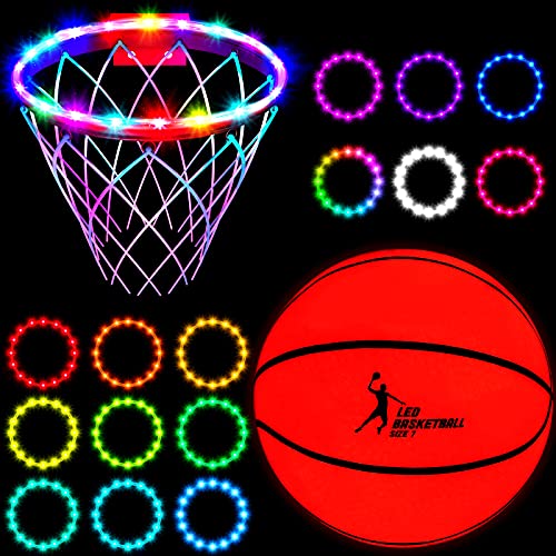 2 Pcs Light Basketball Glow in The Dark Basketball LED Basketball Hoop