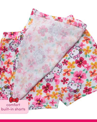 Image of Hello Kitty Girls Skort Set - 2 Piece Graphic Crewneck Top and Short Skort Cute Outfit Set (Sizes: 2T-12)