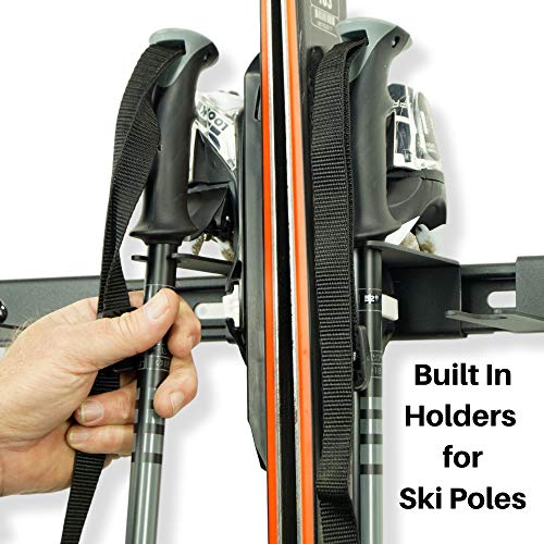 Koova Ski Rack For Garage Wall Storage | Indoor Ski Storage Racks | Ski Rack Garage Storage For Shed Organization | Pole Ski Holder & Winter Sports Organizer For Garage | Ski Hooks For Wall | Usa Made #TOP2
