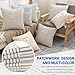 YCOLL Farmhouse Pillow Covers 20x20, Modern Accent Square Throw Pillow Covers Set of 2, Gray and Beige Striped Patchwork Linen Decorative Pillows Cushion Covers for Couch Chair Bedroom Home Decor