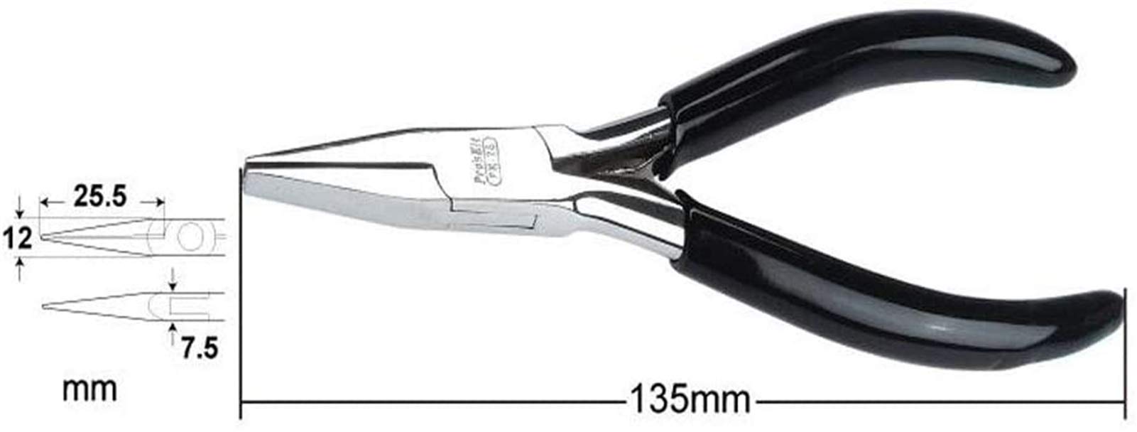 Narzędzia odpowiednie do naprawy domu, tj. Outdoor Industrial Maintenance Lustro ze stali nierdzewnej zestaw szczypiec płaskich bez zębów (kolor: czarny, rozmiar 13,5 cm) obcęgi