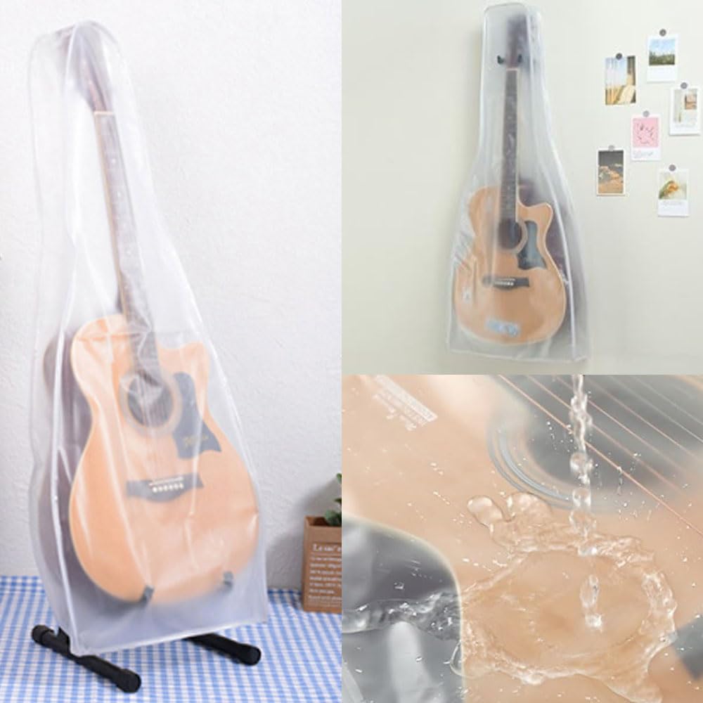 Funda De Guitarra Impermeable, Bolsa para Guitarra clásica, Funda Antipolvo Impermeable para Guitarra, fácil de Limpiar, Expositor de Pared (para Guitarra acústica), Transparente