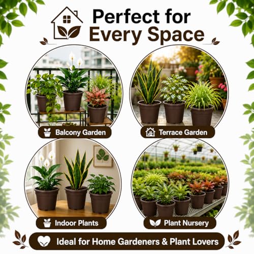 Image of Indian Gardens - 4 inch Indoor (Pack of 10) Plastic Small Colour pots | Plastic Plant Pot for Terrace Garden (Brown)
