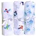 Premium Muslin Baby Swaddle Blanket For Deeper & Better Sleep. 3 Pack Large Cotton Blankets Blue For Nursing, Receiving & Swaddling. Calms Cranky Newborn Boys. Baby Shower Gift for New moms