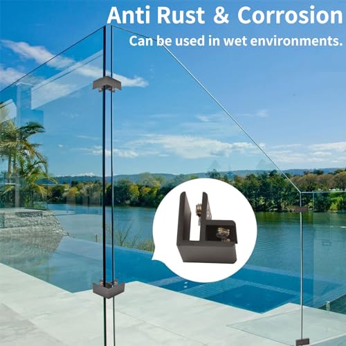 INCREWAY Glass Clamp, 4Pcs Adjustable 90 Degrees Glass Clips Aluminum Alloy Glass Shelf Support Bracket - Image 4