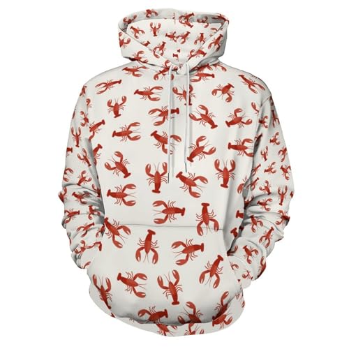 Lobster Seamless Mens Casual Hooded Collar Drawstring Pullover Sweatshirts Long Sleeve Shirts3
