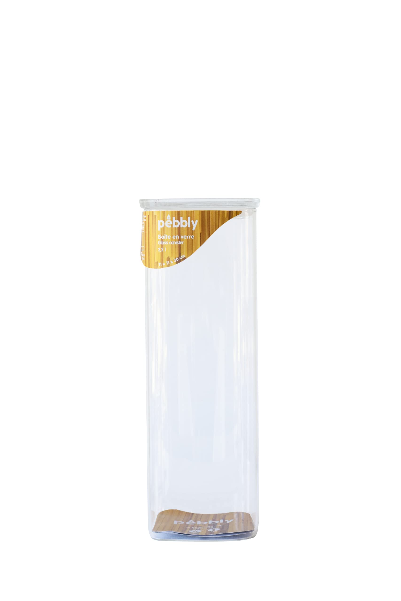 Pebbly Square Glass/Glass Storage Box 2200 ml