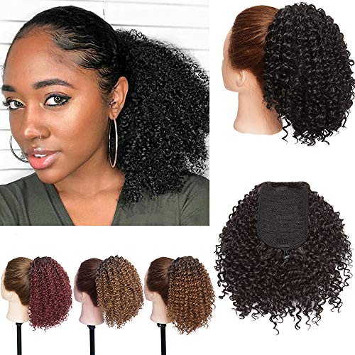 SEGO Moño Postizo [Afro Drawstring Ponytail] Rizado Pelo Sintético Como Pelo Natural...