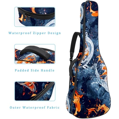 Sac de guitare acoustique 104 cm à motif hockey feu et eau avec bandoulière réglable - 4