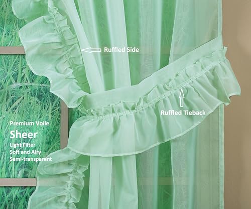 Image of Today's Curtain, Emelia Priscilla Sheer Pair 96 inch W x 84 inch L, Sage, 5-Piece-Set
