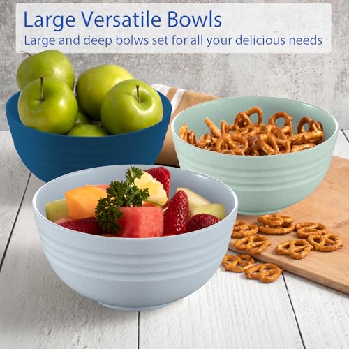 Image of Homestockplus 【Set of 6】 Unbreakable Soup Bowls, 34 Ounces Big Bowls Microwave and Dishwasher Safe BPA-Free Bowl for Cereal, Salad, Soup, Ramen,Oatmeal Apply to Kitchen, Dishwasher & Microwave Safe