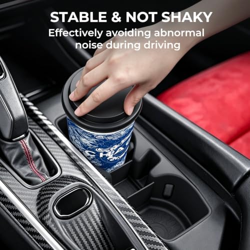 Image of Center Console Cup Holder Inserts for Dodge Charger 2026 2025 2024, Interior Accessories TPE Car Cup Holders Covers Protector, Black