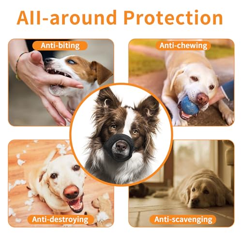 YAODHAOD Muzzle for Dogs with Rounded Mesh Loop, Breathable Dog Mouth Cover, Prevents Eating, Biting and Chewing (Large, black) - Image 2
