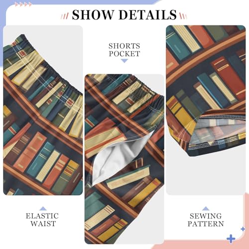 Pajama Bottoms, Pajamas Long Pant Bookshelf Lounge Wear Casual Sleep Pants Soft Pjs Sleepwear4