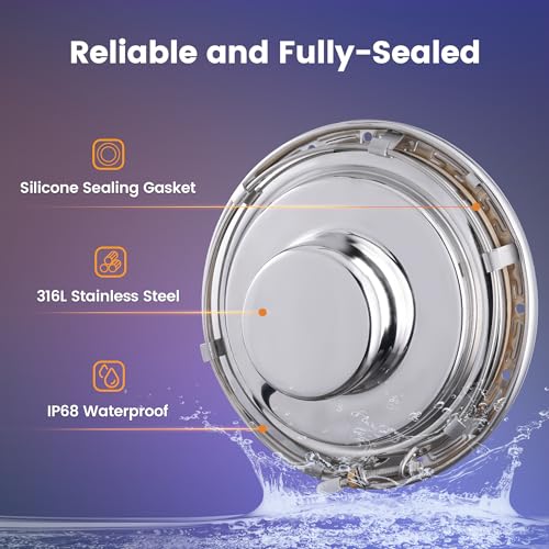 SURAIELEC 12V AC Pool Lights for Inground Pool, 10 inch Color Changing LED Pool Light with Remote Control, 300W Equivalent, Underwater Swimming Pool Light Fixture for Large Wet Niches, 50FT Cord