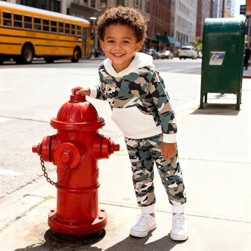 Image of 2-6T Toddler Baby Boy Clothes Color Blocking Hoodies + Pants Fall Winter Outfits