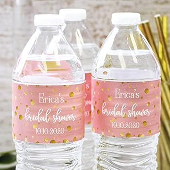 Amazon.com: Personalized Pink and Gold Bridal Shower Water ...