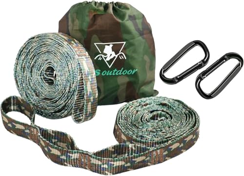 pys XL Hammock Straps - 12ft Camo Tree Straps, 12+1 Adjustable Loops, 2 Carabiners Included with...