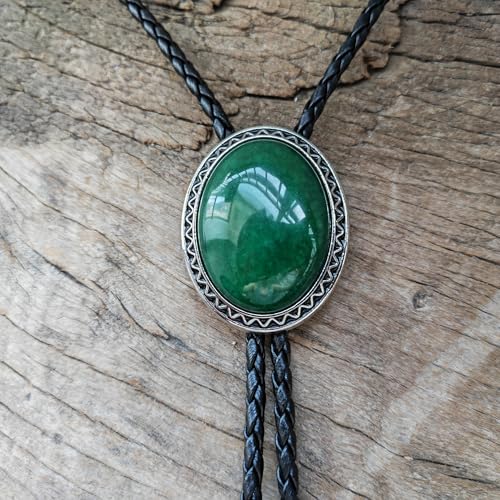 Image of Turquoise Agate Granite BOLO Tie for Men Women Leather Wedding Necklace Western Cowboy Necktie