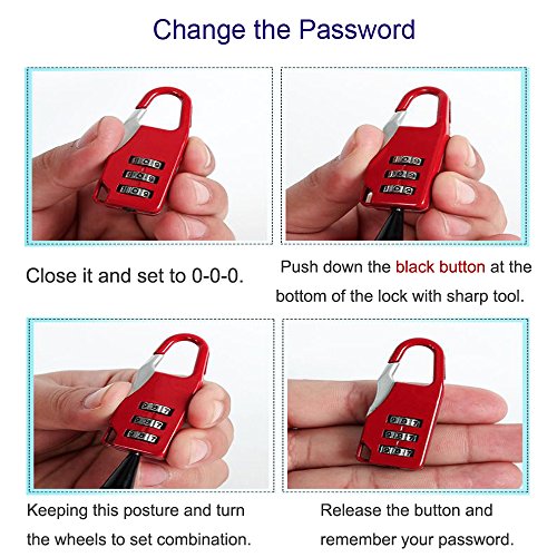Image of 3-Digit Combination Lock of Zinc Alloy, The Small Safe Combination Padlock for Suitcases Luggage Briefcases Computer Bags Schoolbags Backpacks, Pack of 5
